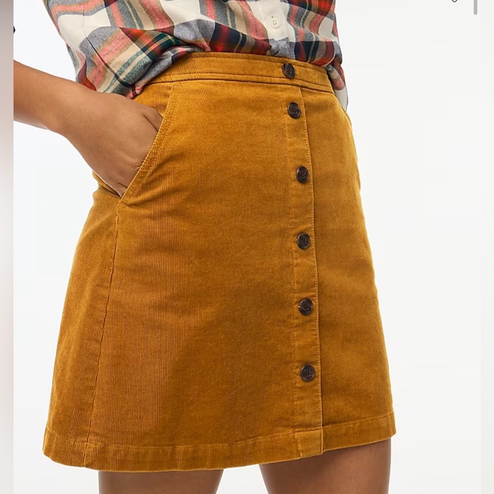 NWT J. Crew Corduroy Button-front Mini Skirt Size 2 in Golden Brandy